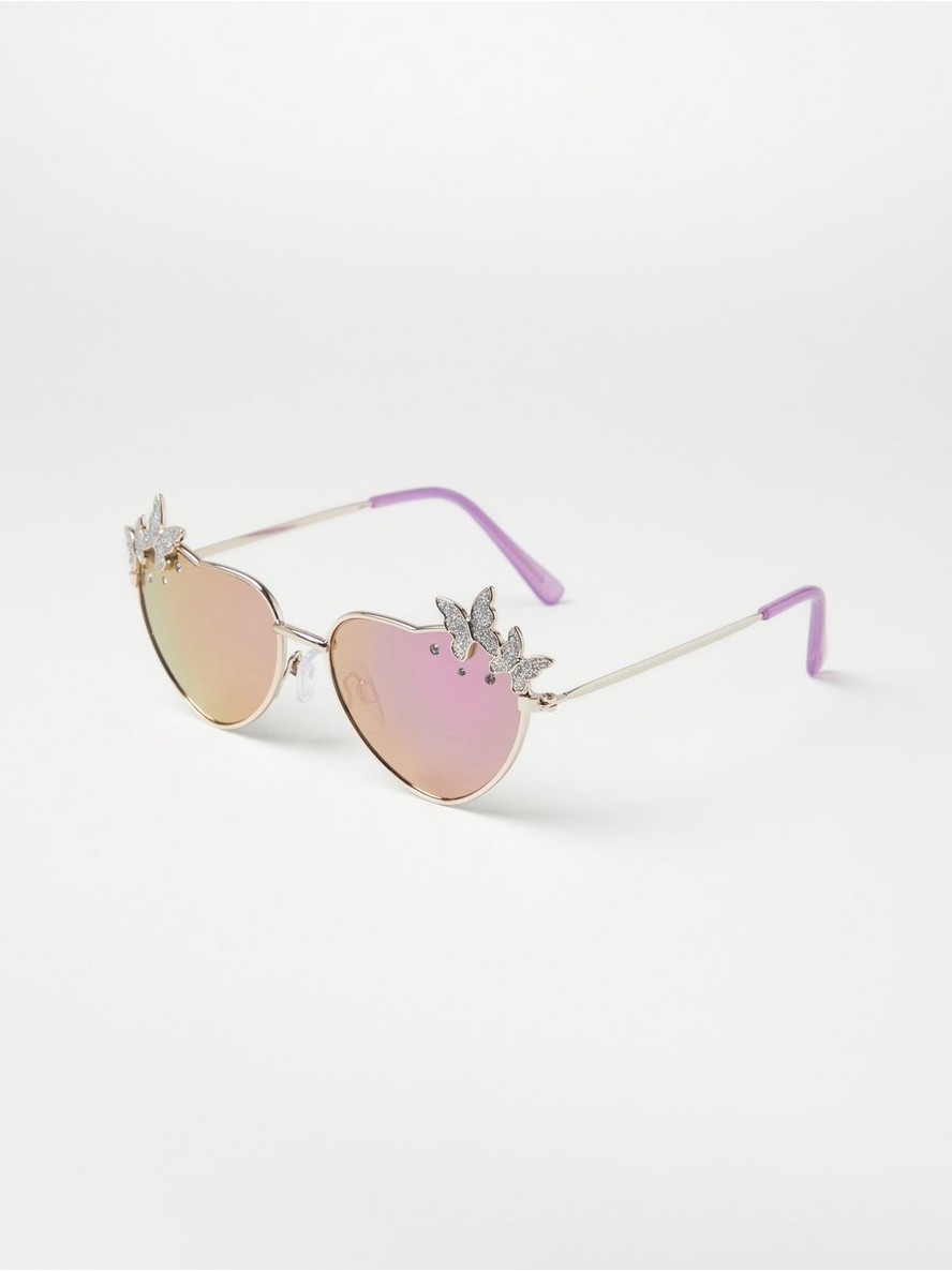 Sunglasses with heart shape and butterflies