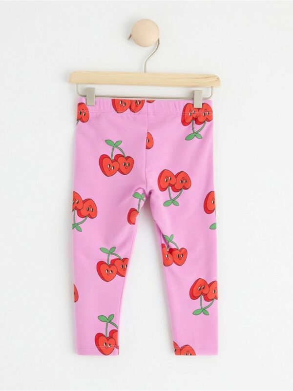 Leggings with cherry hearts and brushed inside