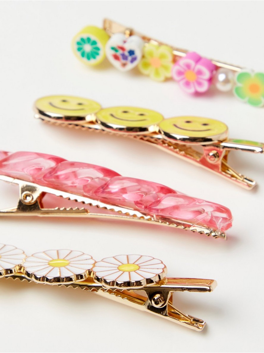4-pack metal hair clips with motifs