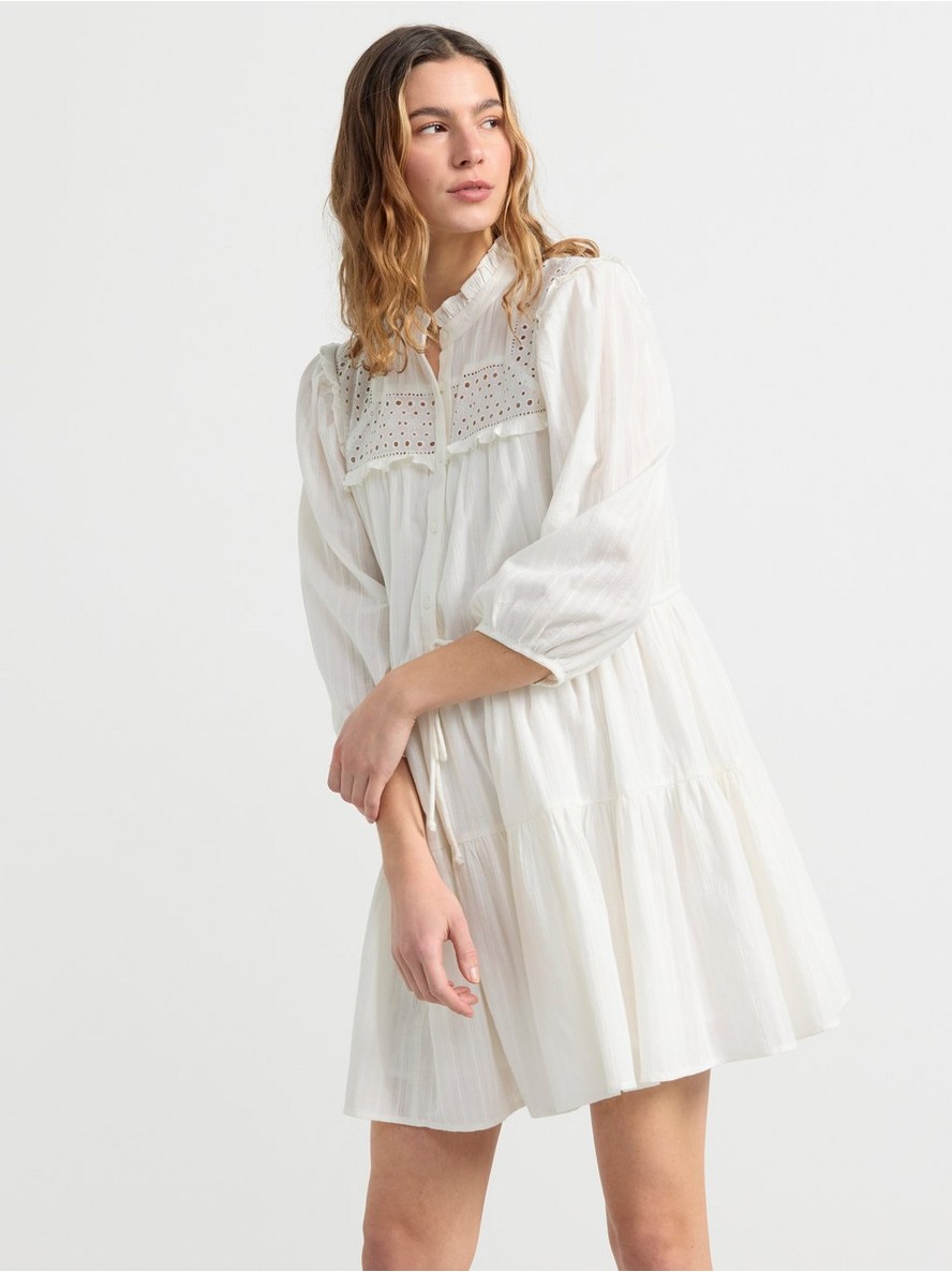 Dress with broderie anglaise and frill details