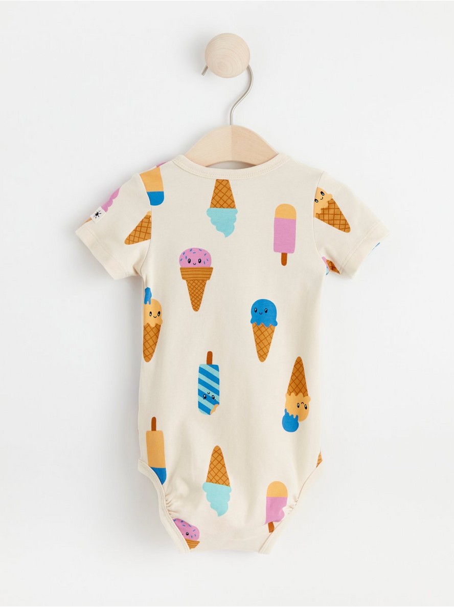 Short sleeve wrap bodysuit with ice cream print