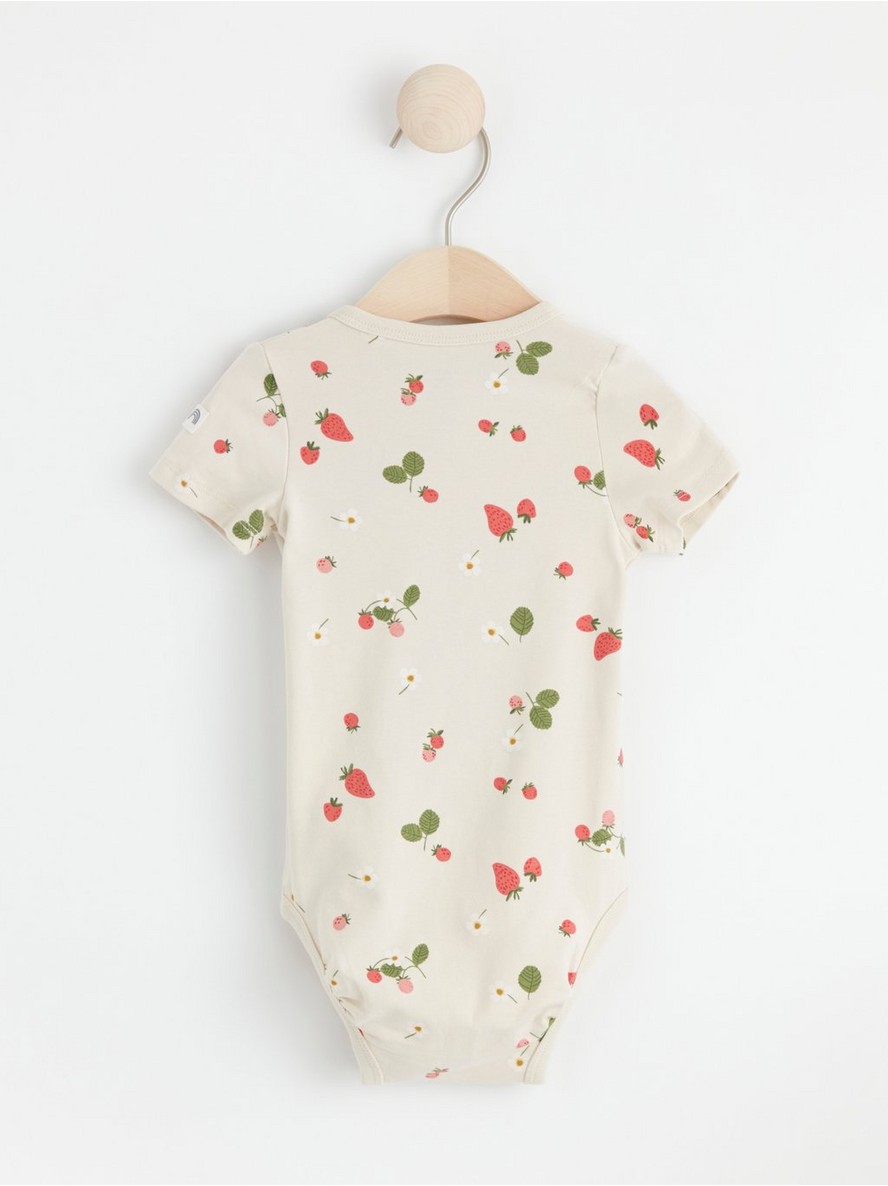 Short sleeve wrap bodysuit with strawberries