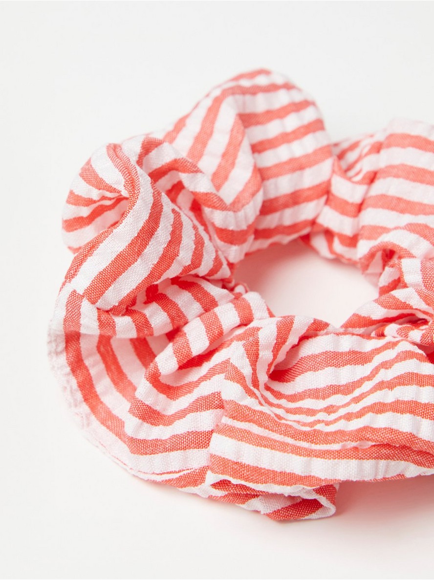 Striped seersucker scrunchie
