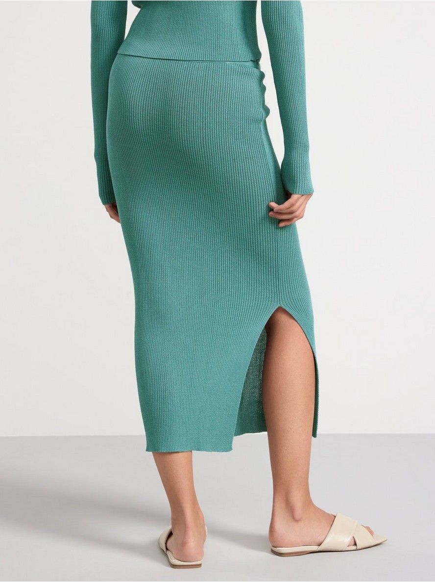 Rib-knitted midi skirt
