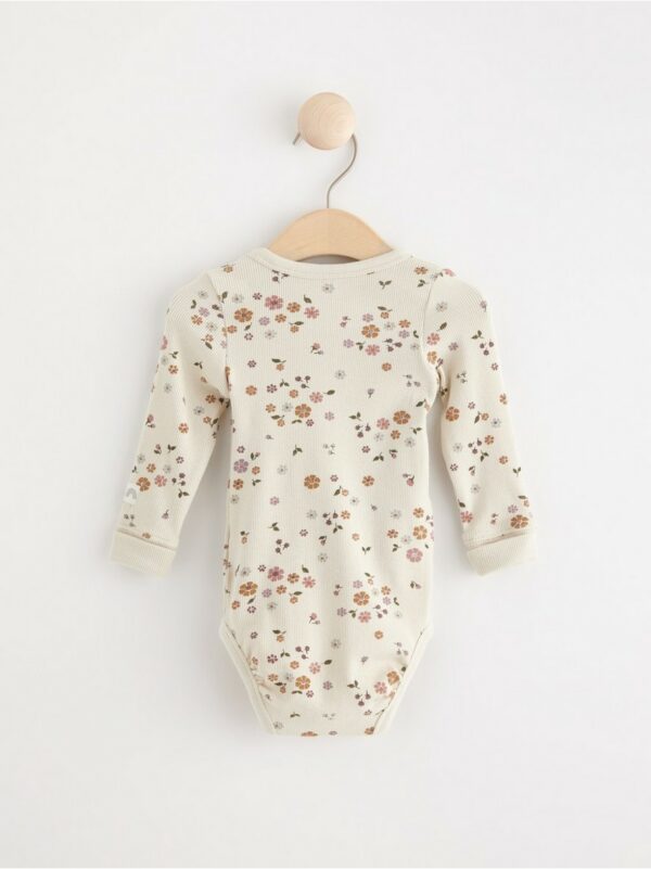 Wrap bodysuit ribbed with flowers