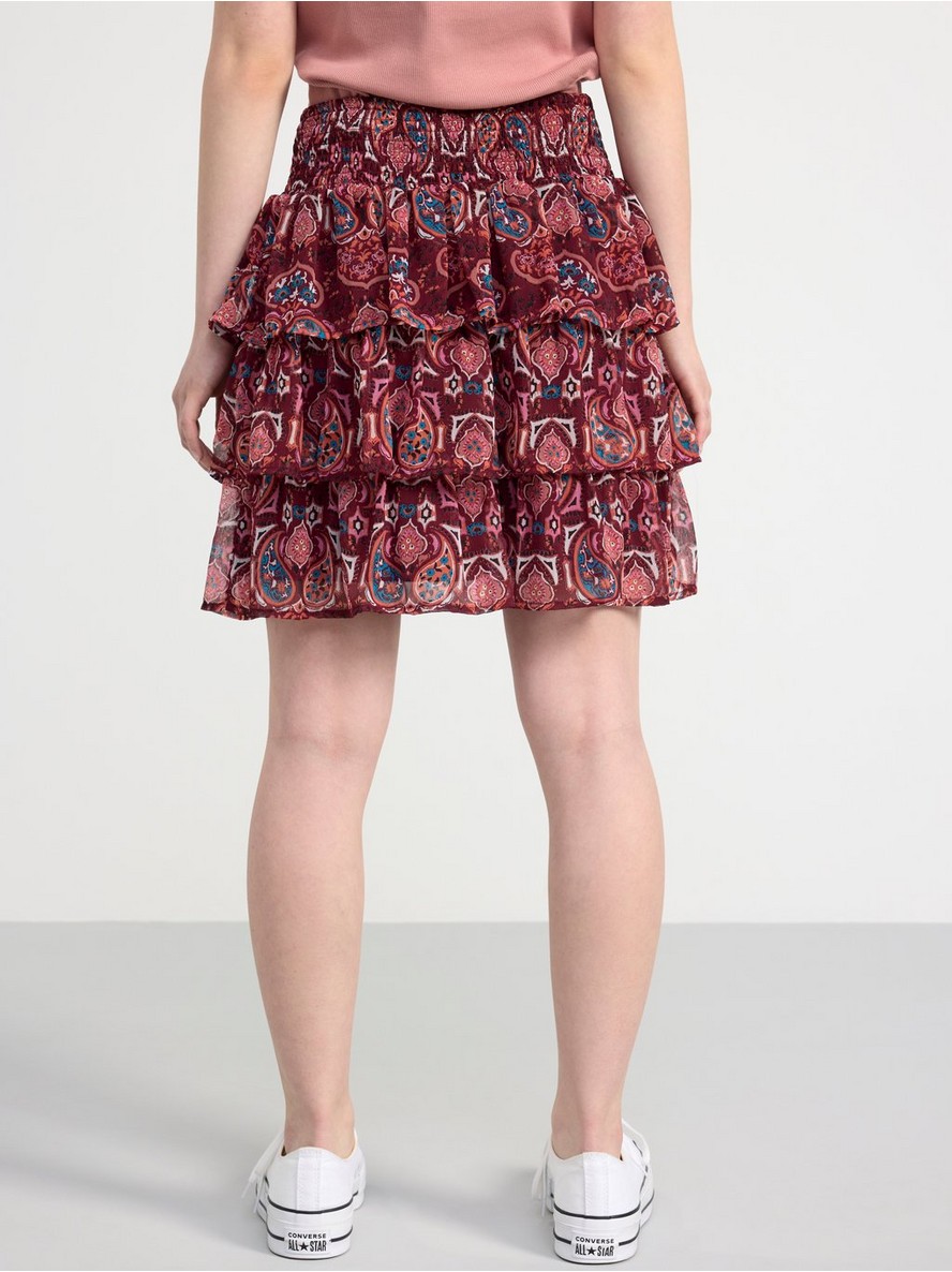 Patterned chiffon flounce skirt