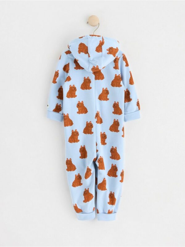 Hooded onesie with dogs