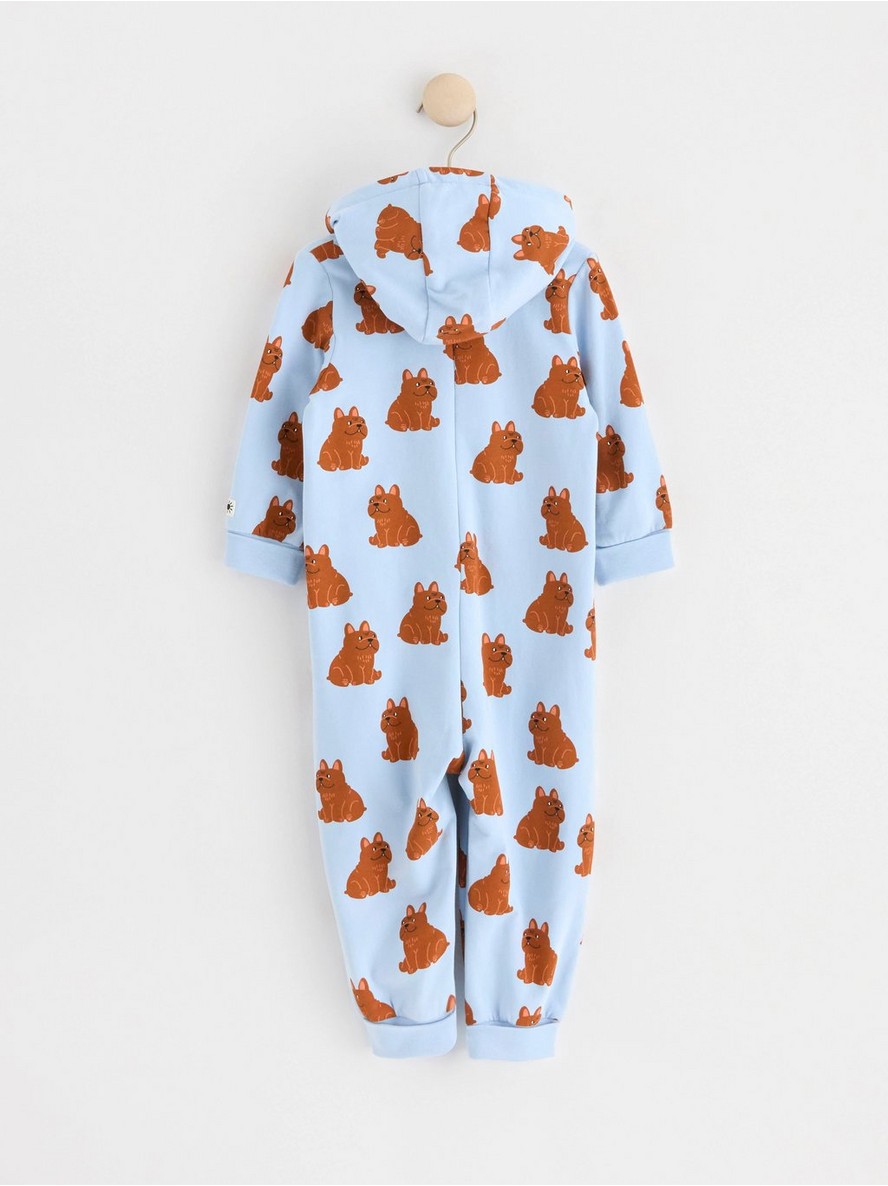 Hooded onesie with dogs