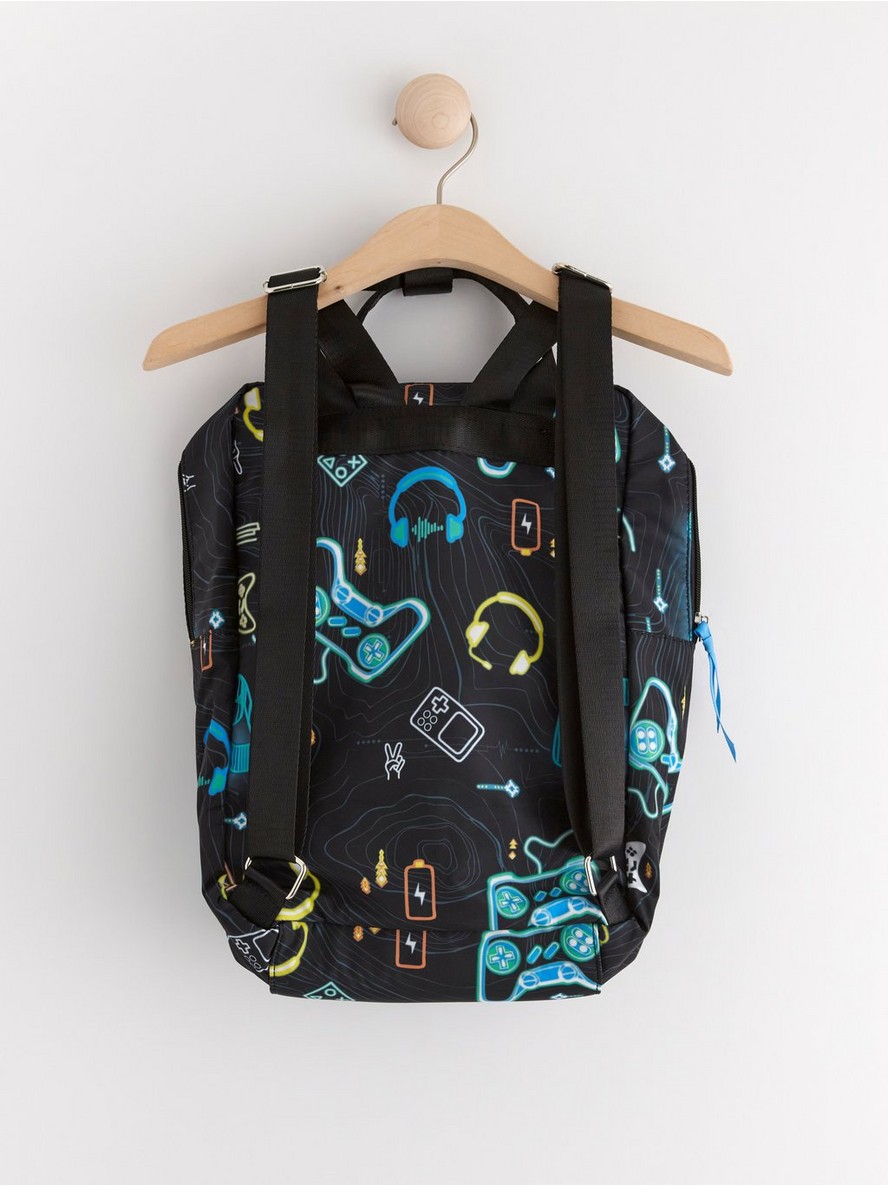 Backpack with gaming pattern