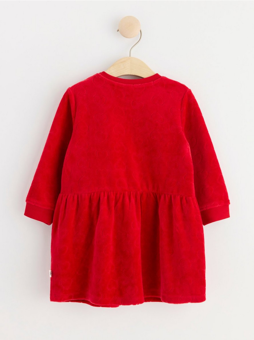 Velour dress with hearts
