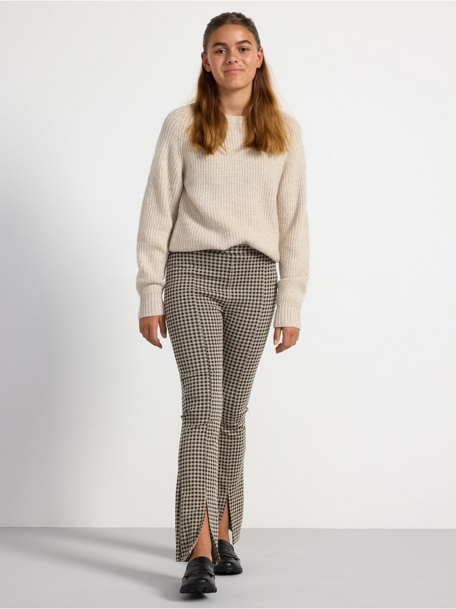 Flared trousers with checks